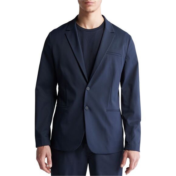 Calvin Klein Mens Lightweight Stretch Two Button Blazer Jacket Blue NWT